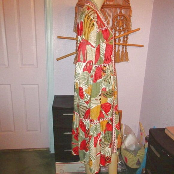 Cato Butterfly Kimono Duster Top Size S Embroidered Gauze Tiered Oversized Boho - Picture 8 of 12